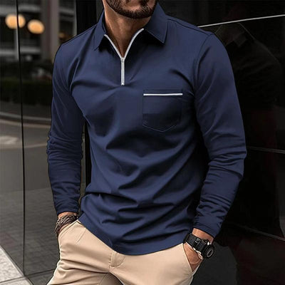 Max | Stilfuld langærmet poloshirt med lommer