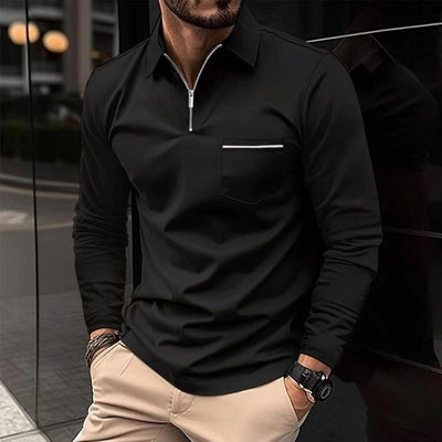 Max | Stilfuld langærmet poloshirt med lommer