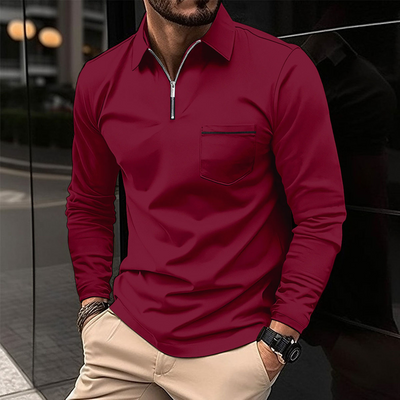 Max | Stilfuld langærmet poloshirt med lommer