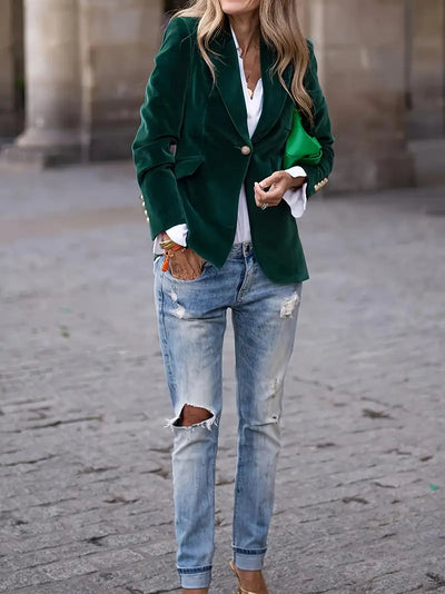 Sofia |  Elegant velourblazer med skræddersyet pasform
