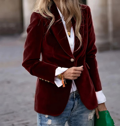 Sofia |  Elegant velourblazer med skræddersyet pasform